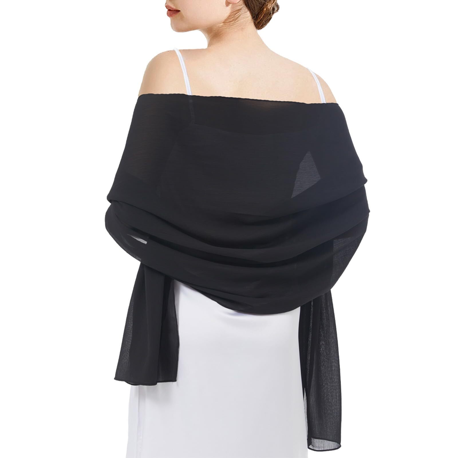 1294 Black Warps And ShawlsSummer Lightweight Chiffon Scarves Hijab Scarf